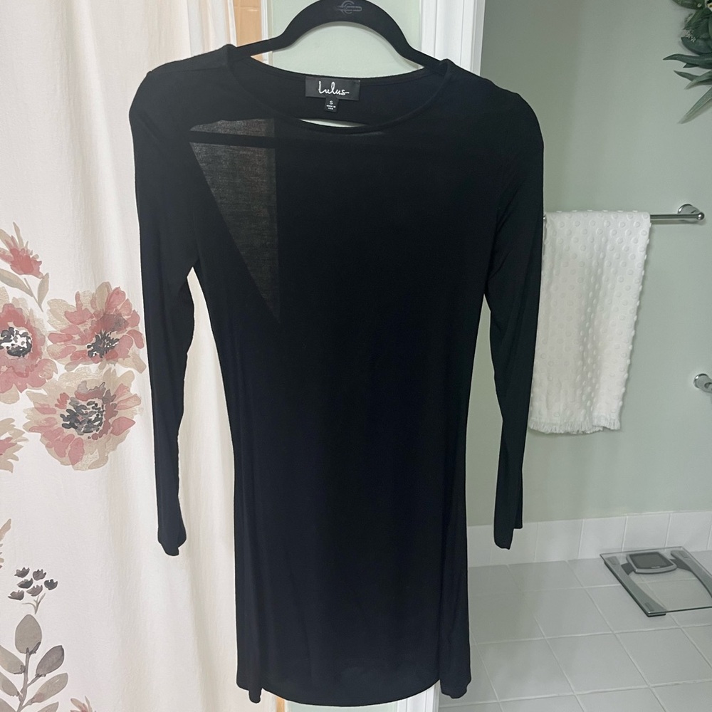 Lulu's Black Long Sleeve Dress with open back